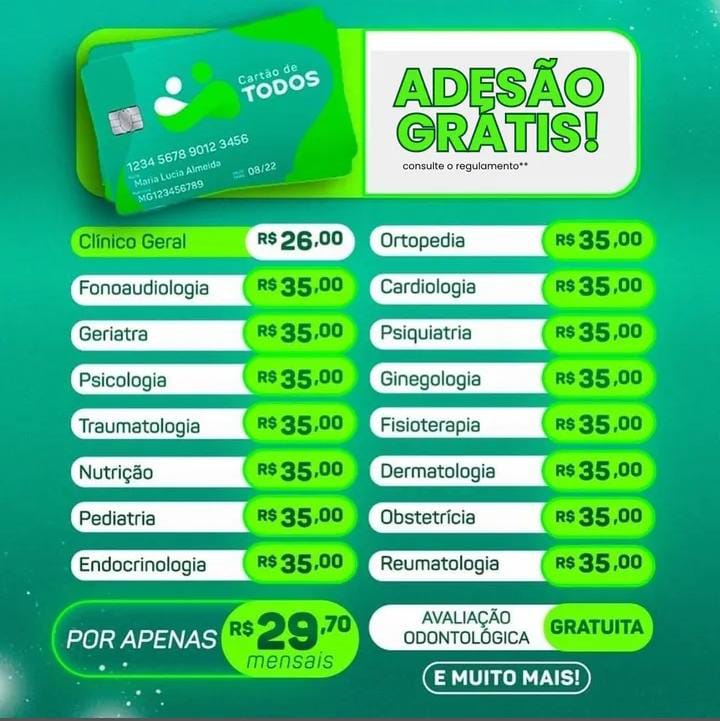 Adesão Grátis e tabela de preços